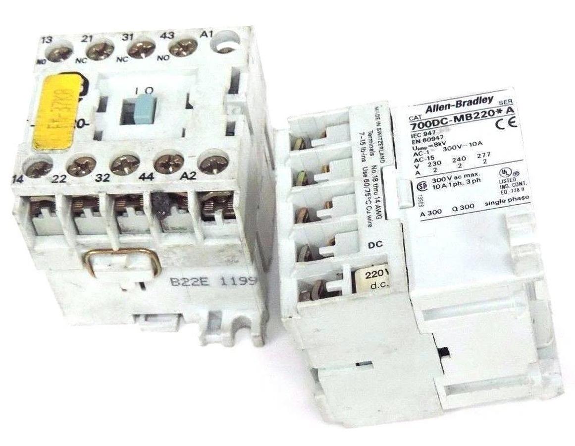 Used LOT OF 2 ALLEN BRADLEY 700DC-MB220 RELAYS 700DCMB220 SER. A 220V