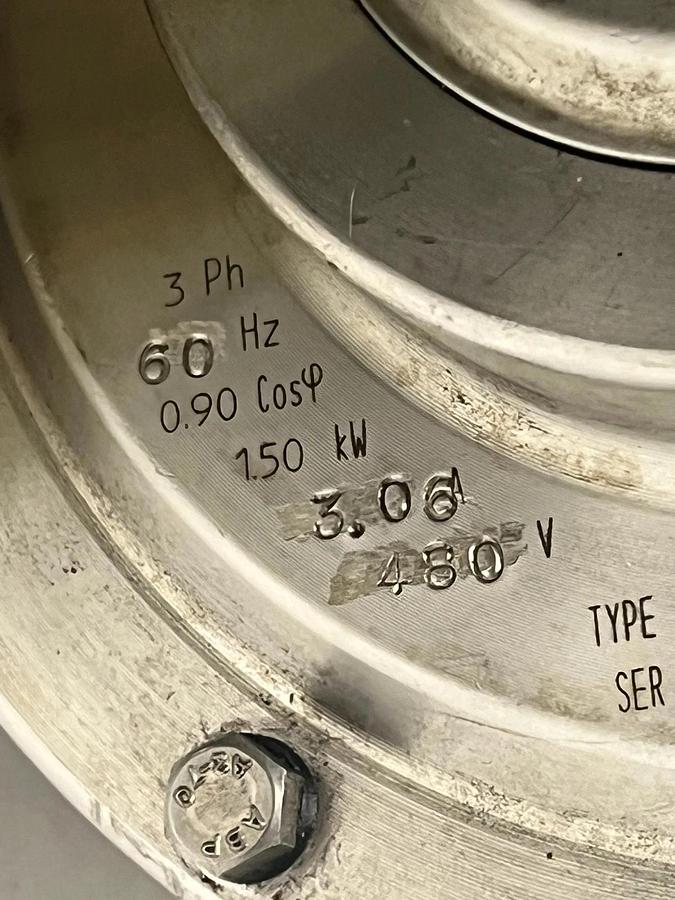 Used Van Der Graaf TM160A30-42NB RH Drum Motor | 480V 3PH 6.5" Dia Stainless Conveyor