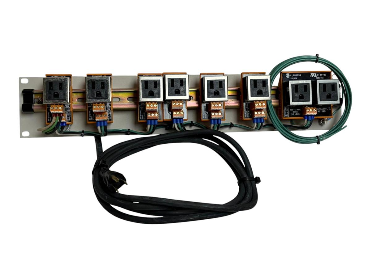 Used Weidmuller DIN Rail AC Power Outlet Strip 120V 15A 9915480000 9915490000