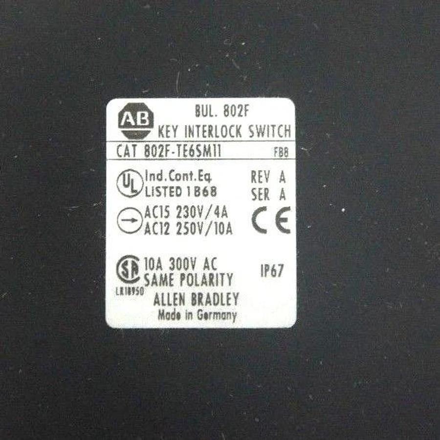 NEW ALLEN BRADLEY 802F-TE6SM11 SAFETY INTERLOCK SWITCH SER. A REV. A W/O KEY