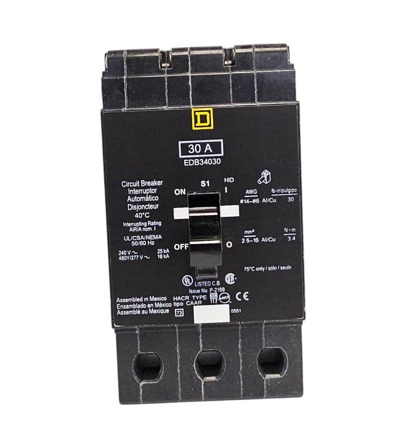 NIB SQUARE D EDB34030 S1 CIRCUIT BREAKER 30A 3P 480Y/277V~ 50/60HZ