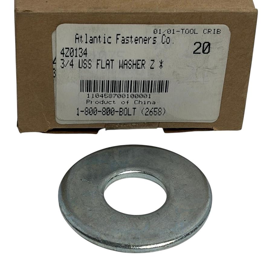 Used Atlantic Fasteners 3/4 USS Flat Washer Zinc Plated Box of 20 Fasteners