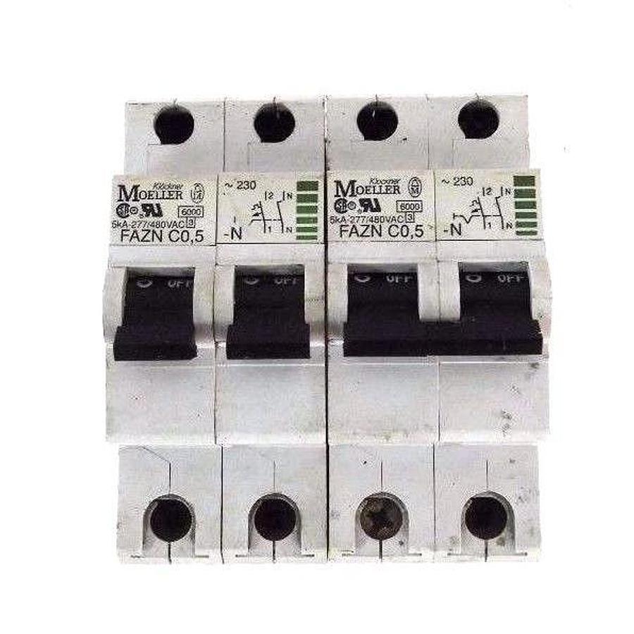 Used LOT OF 2 KLOCKNER MOELLER FAZN C0.5 N 2POLE CIRCUIT BREAKERS FAZN-C0.5-N
