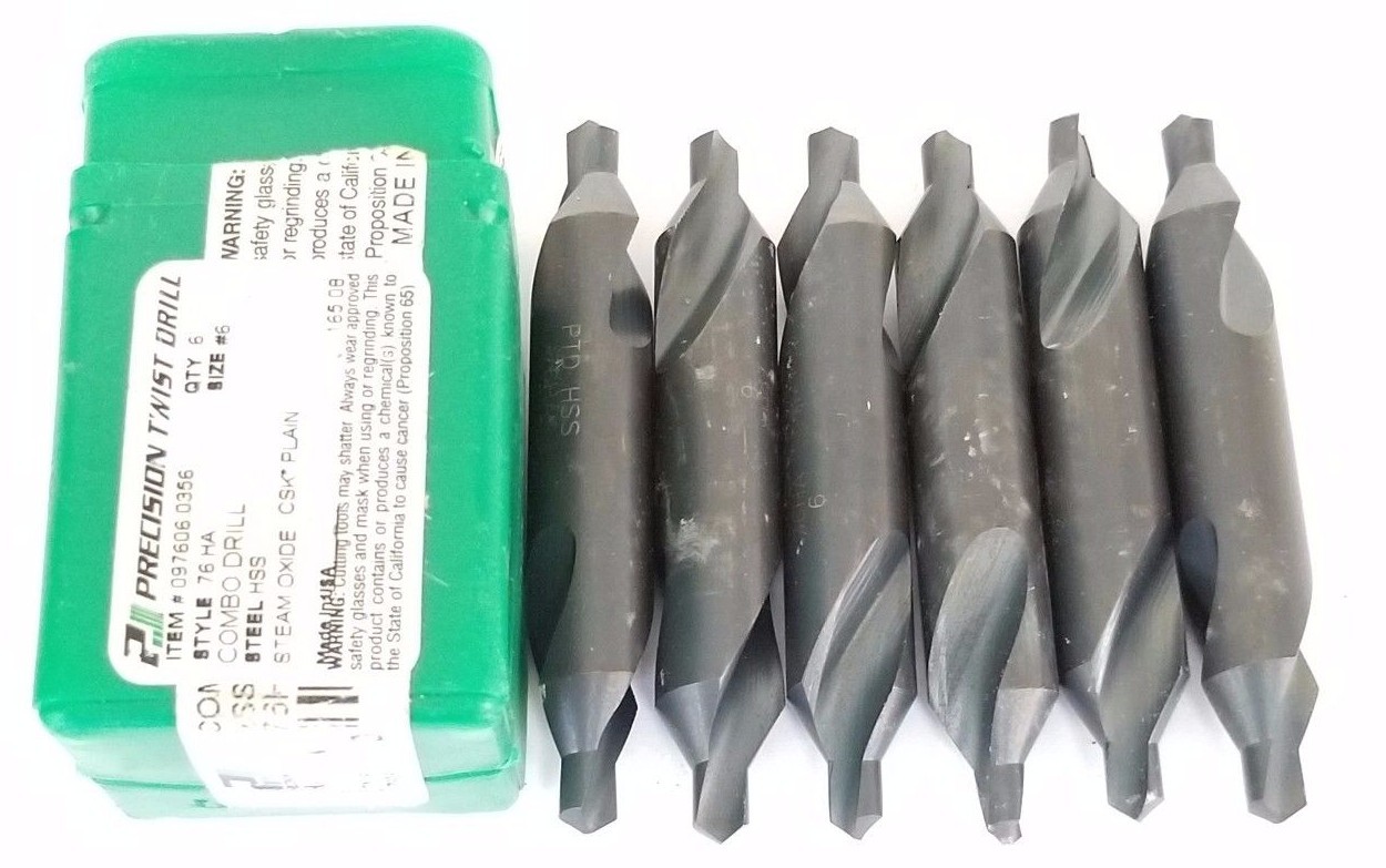 Used LOT OF 6 NEW PRECISION TWIST DRILL 097606.0356 STYLE: 76 HA, SIZE: 6, STELL HSS