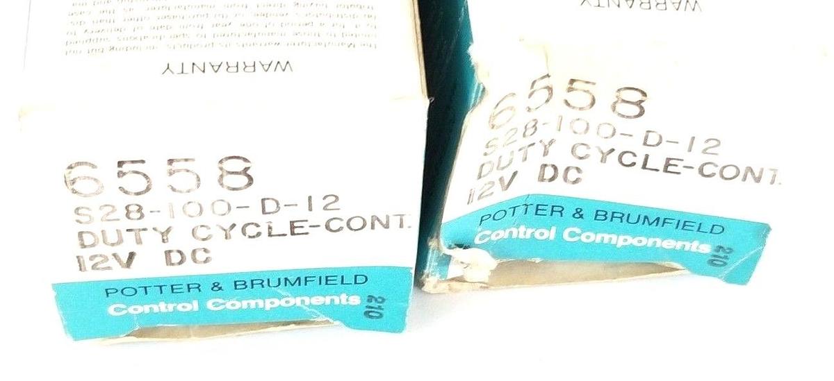 LOT OF 2 NIB POTTER & BRUMFIELD S28-100-D-12 COILS 12VDC DUTY CYCLE-CONT. 6558