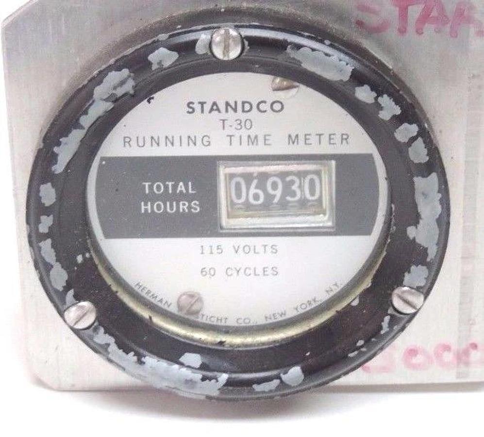 Used STANDCO T-30 RUNNING TIME METER 115V, 60CYCLE, T30