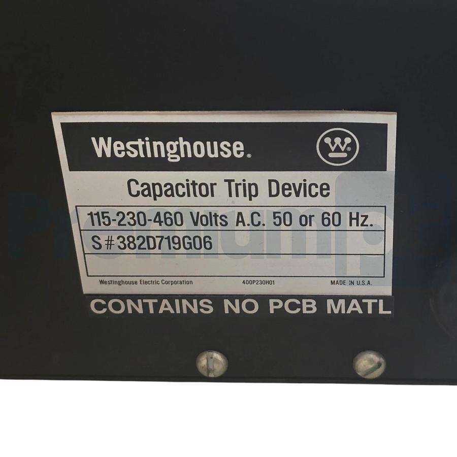 Westinghouse 382D719G06 Capacitor Trip Device 115/230/460V AC 50/60Hz NSMP
