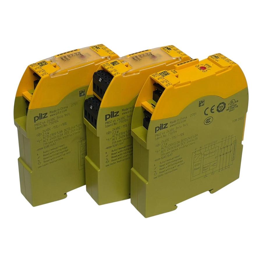 Used Lot of 3 Pilz PNOZ s4 24VDC Safety Relays 750104 PNOZsigma E-Stop 3n/o 1n/c