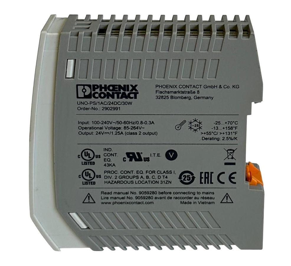 Used NEW PHOENIX CONTACT UNO-PS/1AC/24DC/30W / 2902991 UNO POWER SUPPLY 100-240V
