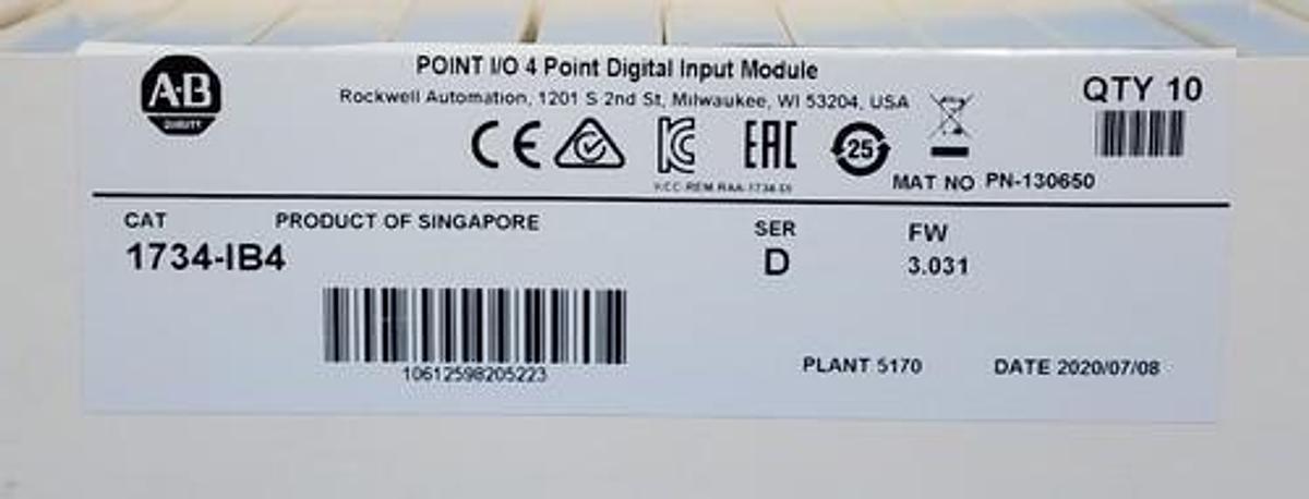 Used BOX OF 10 NEW ALLEN BRADLEY 1734-IB4 POINT I/O 4 POINT DIGITAL INPUT MODULES