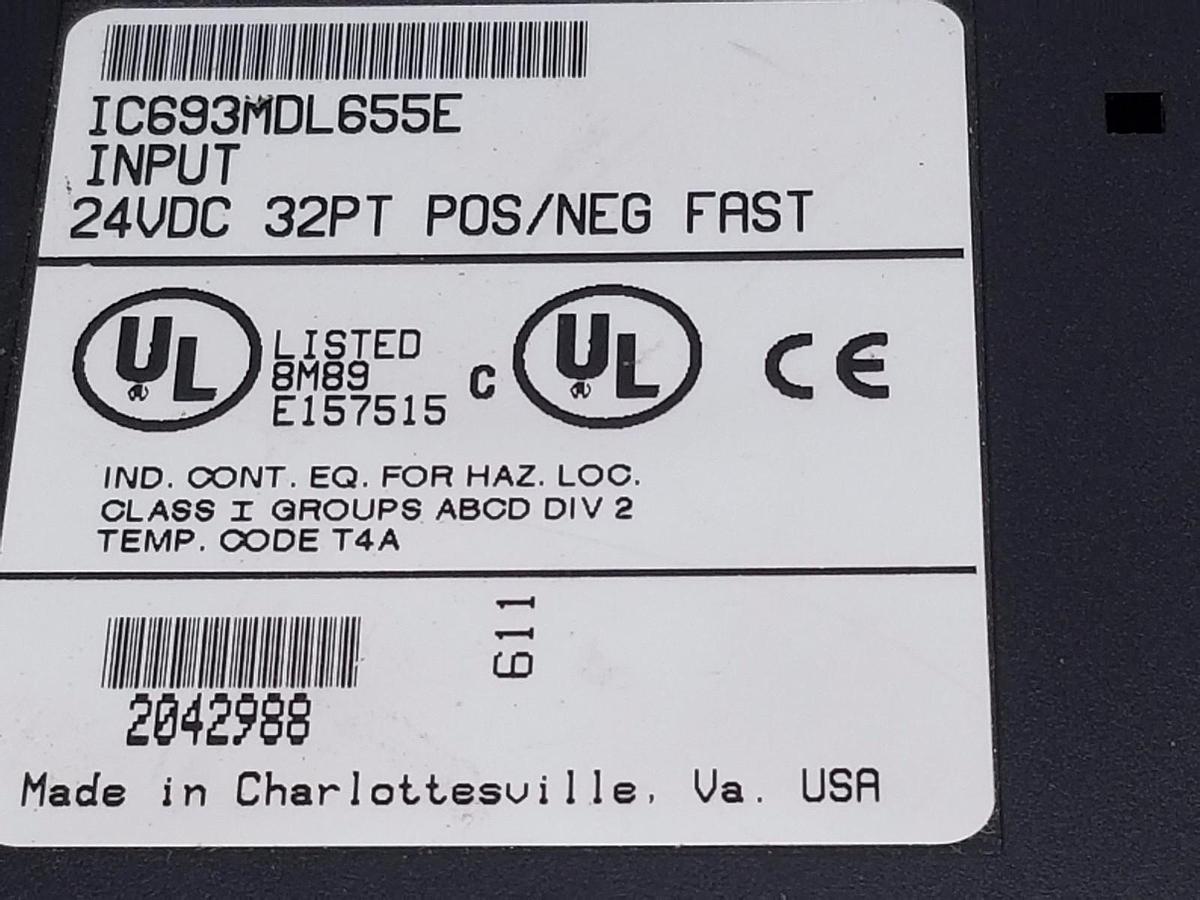 Used GE FANUC IC693MDL655E INPUT MODULE 32PT, 24 VDC POS/NEG FAST MISSING COVER
