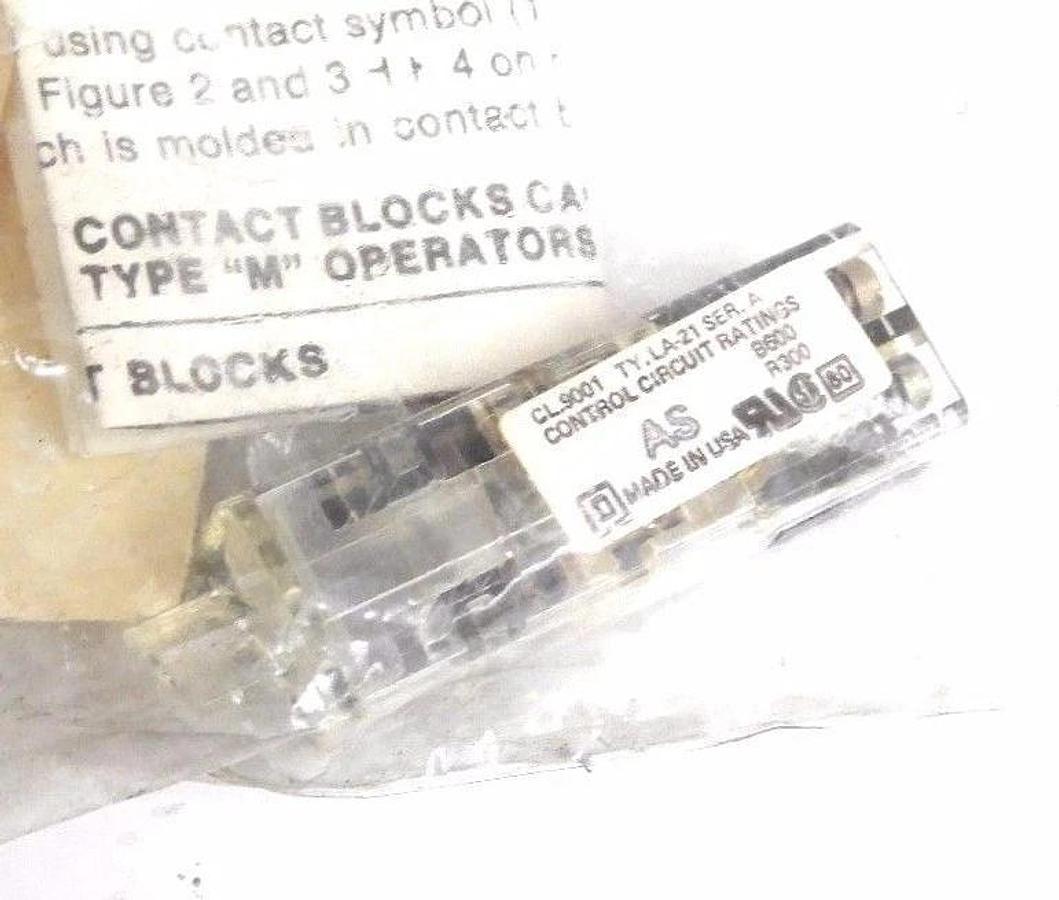Used LOT OF 2 NEW SQUARE D 9001 LA-21 NORMALLY OPEN CONTACT BLOCKS SERIES A, 46980