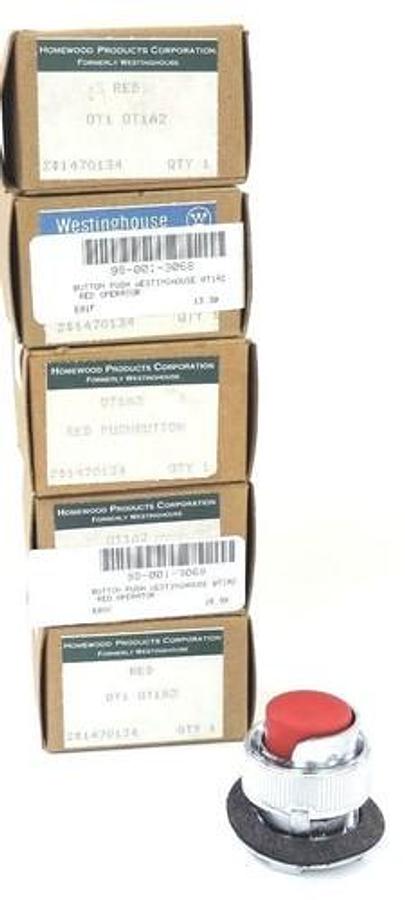 LOT OF 5 NIB WESTINGHOUSE OT1A2 PUSH BUTTONS RED OPERATOR
