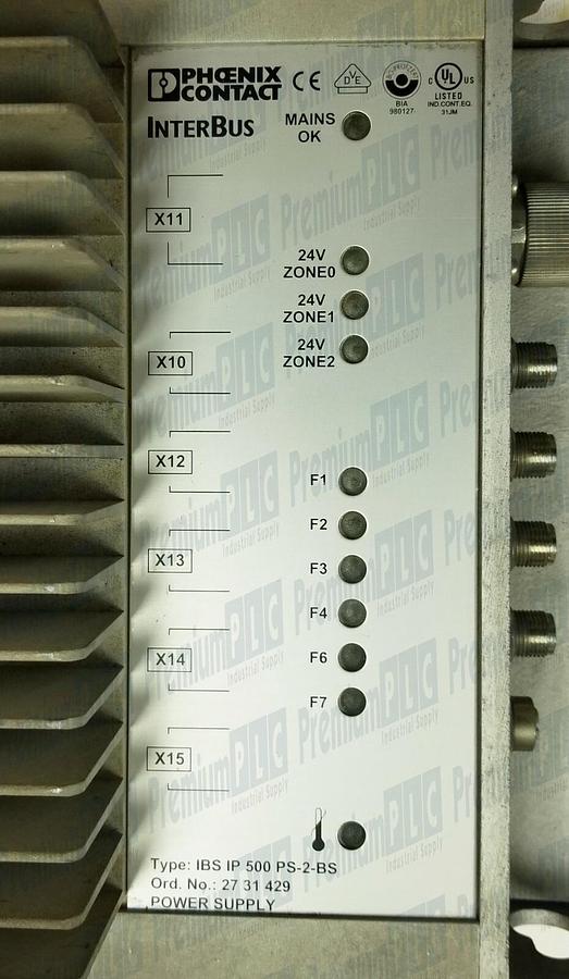 Used PHOENIX CONTACT IBS IP 500 PS-2-BS INTERBUS POWER SUPPLY UNIT 2731429