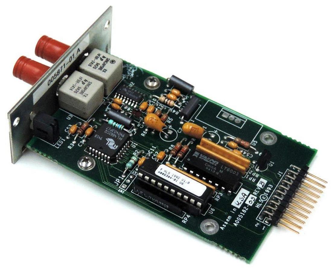 Used HUGHES LA A005182-05 PC BOARD ASSEMBLY 10BASE-FL TRANSCEIVER A00518205 REV. B