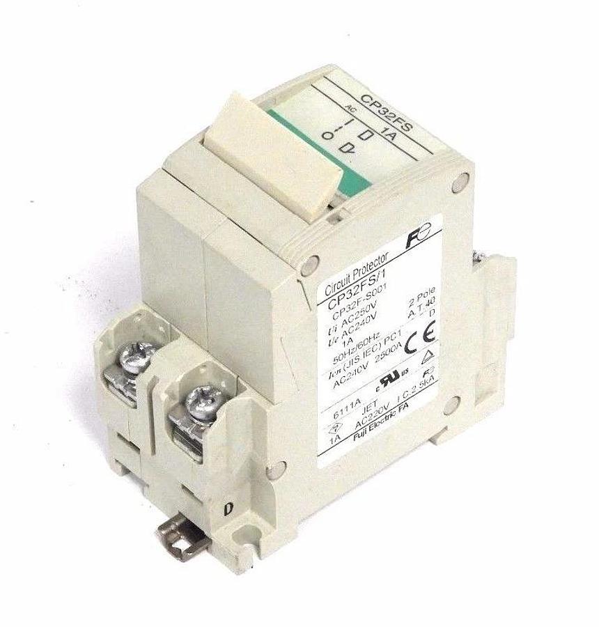 Used FUJI ELECTRIC CP32FM/1 CIRCUIT PROTECTOR 2POLE 1A CP32FM1, CP32FM, CP32F-M001