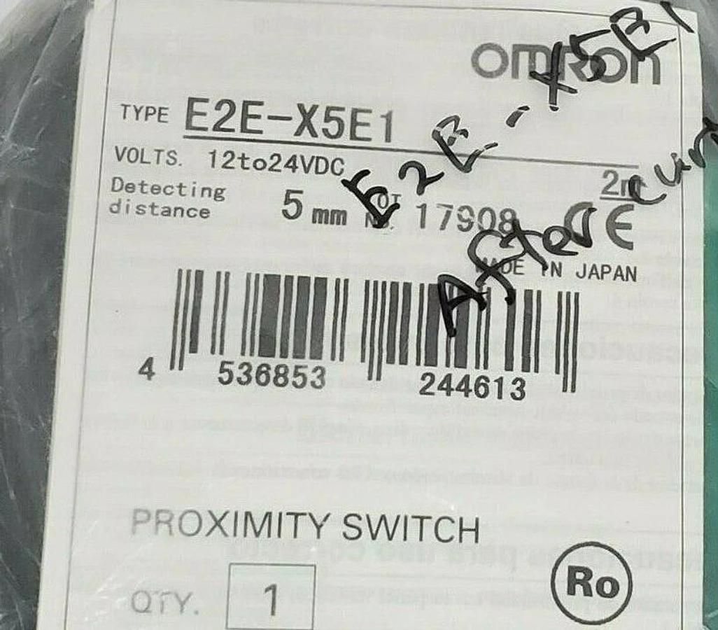 Used LOT OF 2 NEW OMRON E2E-X5E1 PROXIMITY SWITCHES E2EX5E1 RANGE: 5MM, 12TO24VDC, 2M