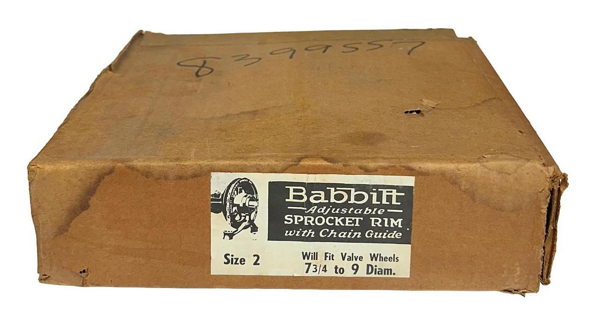 BABBITT SIZE 2 ADJUSTABLE SPROCKET RIM WITH CHAIN GUIDE FITS 7-3/4-9'' DIA NSMP