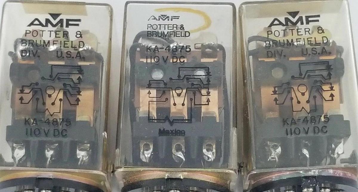Used LOT OF 3 AMF POTTER & BRUMFIELD KA-4875-110V RELAYS KA-4875