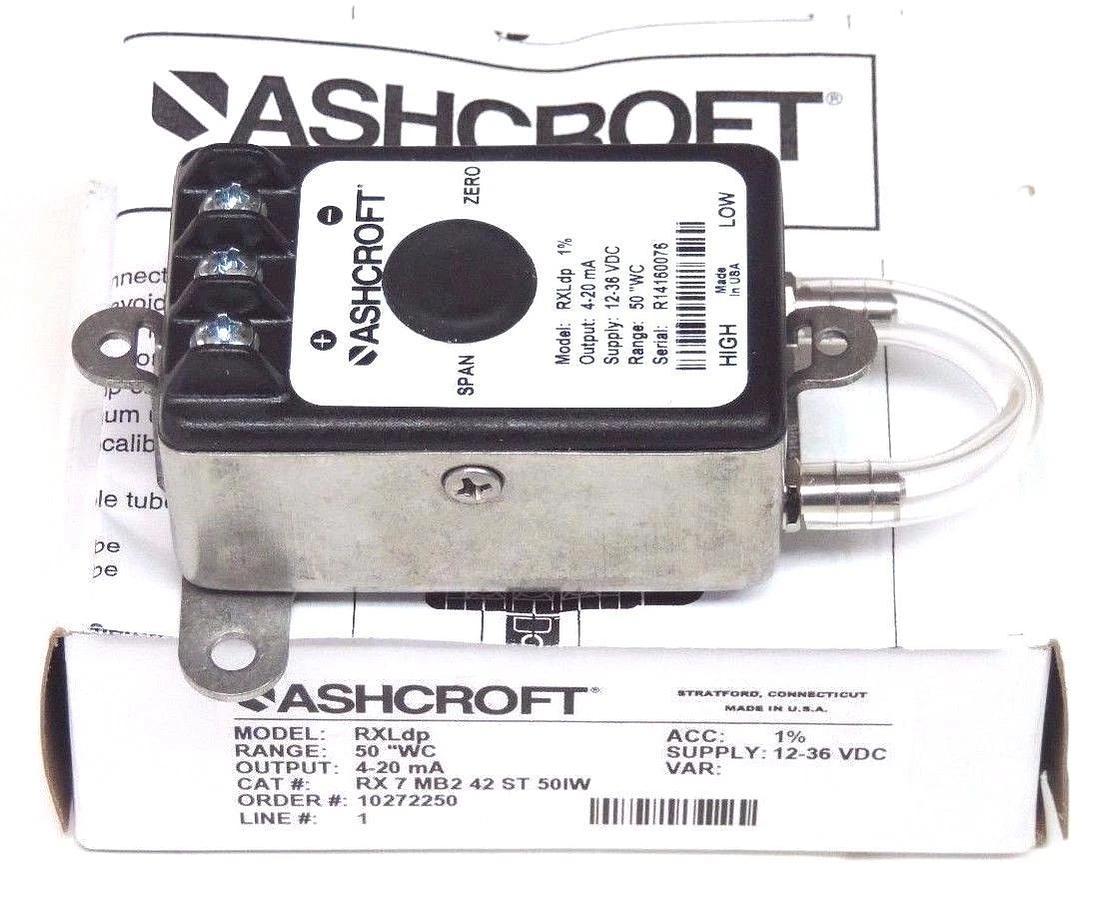 NIB ASHCROFT RX-7-MB2-42-ST-50IW TRANSMITTER 4-20MA, 12-36VDC, RXLDP, 10272250