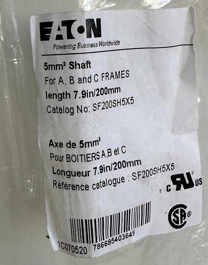 Used NEW EATON SF200SH5X5 5mm SHAFT FOR A,B,C FRAMES 7.9''/200mm