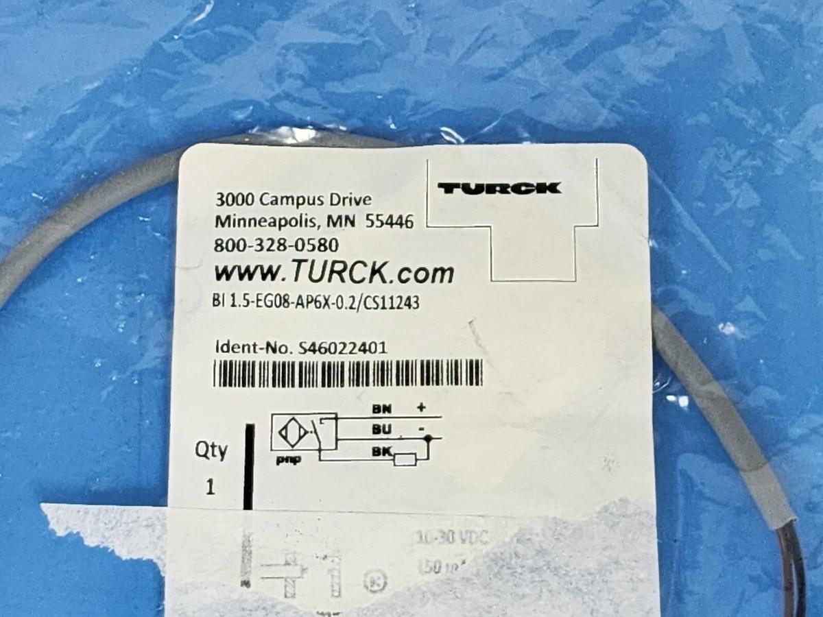 Used NEW TURCK BI1.5-EG08-AP6X-0.2/CS11243 INDUCTIVE SENSOR 10-30 VDC, S46022401