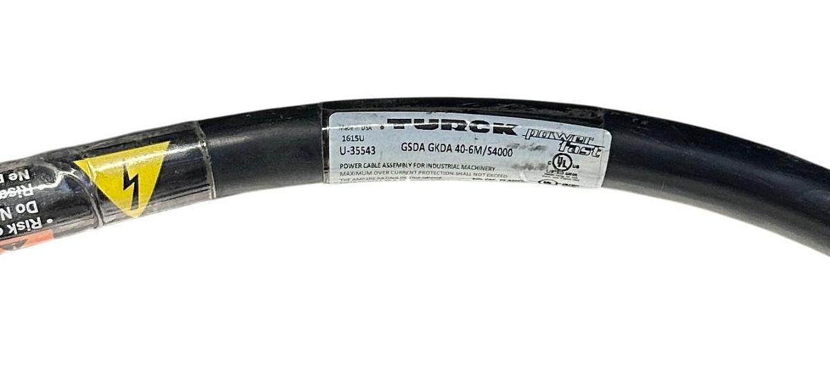 TURCK GSDA GKDA 40-6M/S4000 / U-35543 POWER FAST EXTENSION CABLE 600VAC NSNP