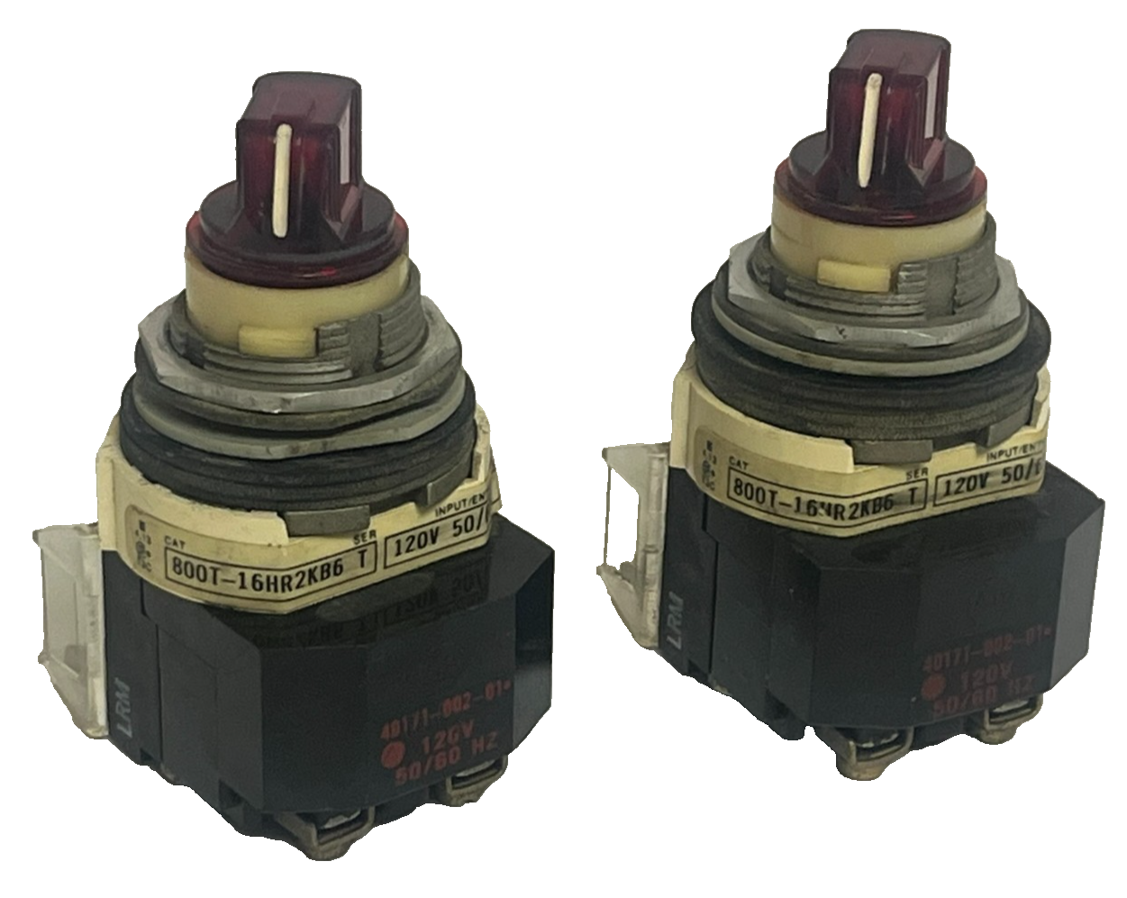 Used LOT OF 2 ALLEN-BRADLEY 800T-16HR2KB6 Ser. T Selector Switch 2-Pos Maintained