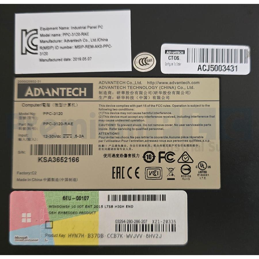 Used ADVANTECH PPC-3120 12.1" TFT XGA LED Fanless PPC PANEL PC P/N: PPC-3120-RAE NSNP