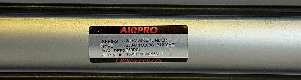 NEW AIRPRO 250A-1TS200S1B1200-AB / 250A1TS200S1B1200AB PNEUMATIC CYLINDER 250PSI