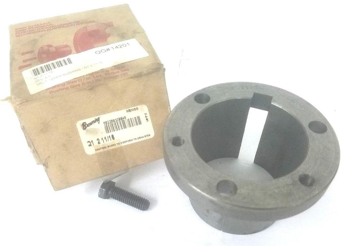 Used NEW BROWNING Q1-2-11/16 BUSHING 2-11/16" BORE, Q121116 (MISSING SCREW)