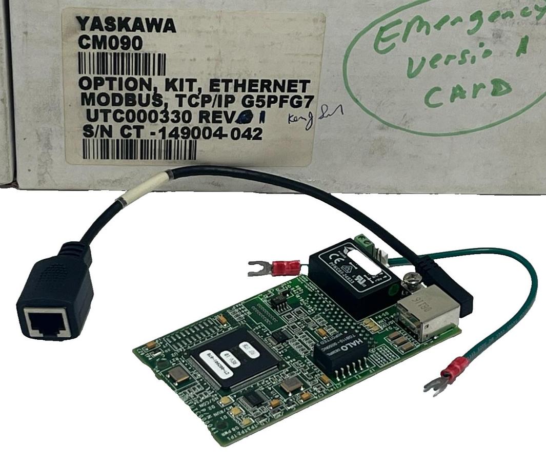 Used Yaskawa CM090 Ethernet Modbus TCP/IP Option Card Kit G5PFG7 Rev. 10 w/Accs.