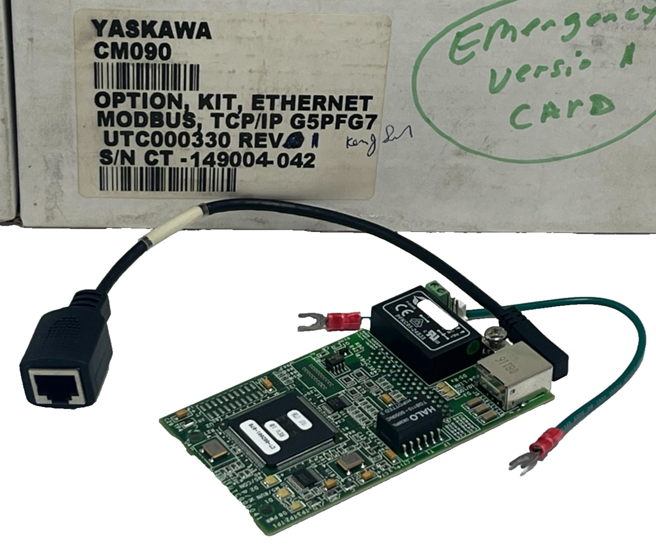 Used Yaskawa CM090 Ethernet Modbus TCP/IP Option Card Kit G5PFG7 Rev. 10 w/Accs.