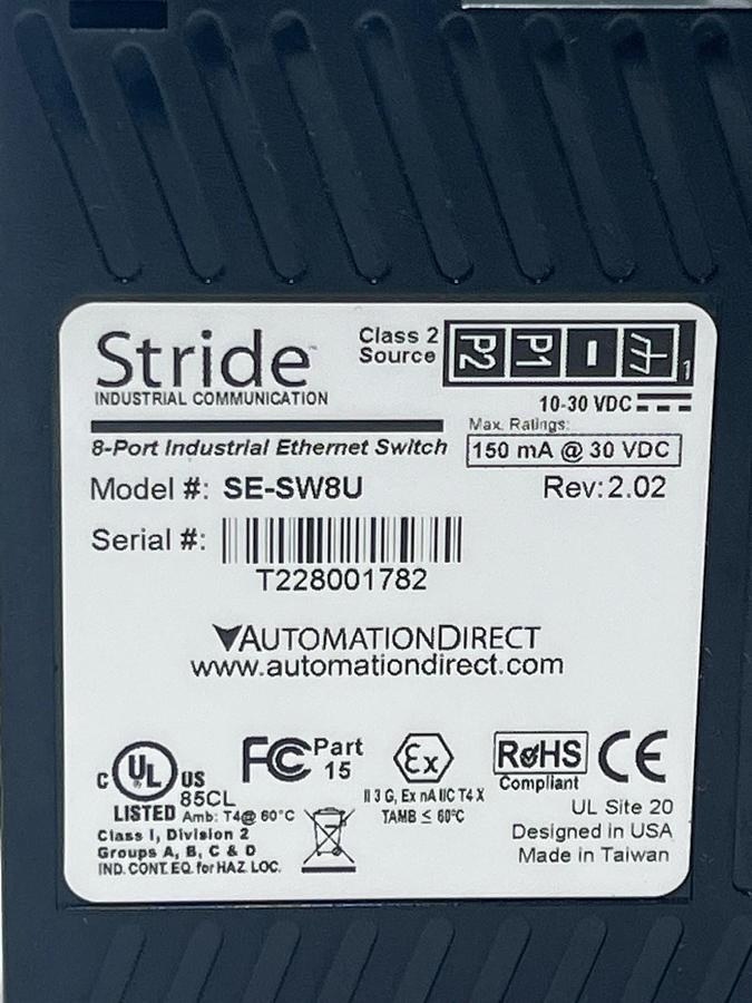 Used LOT OF 3 Automation Direct Stride SE-SW8U 8-Port Industrial Ethernet Switch