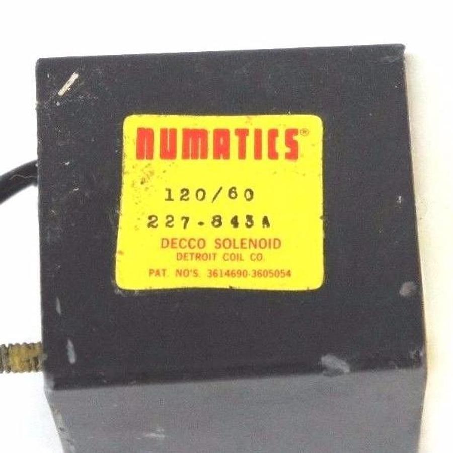 Used NUMATICS 227-843A SOLENOID COIL 227843A, 120/60