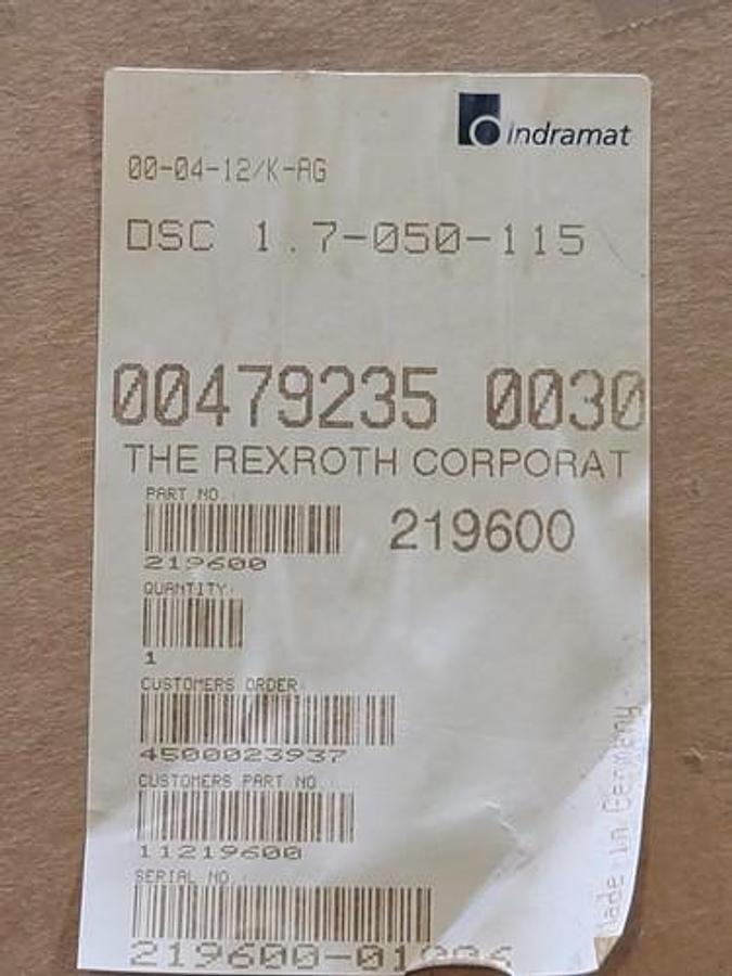 Used NEW REXROTH INDRAMAT DSC1.7-050-115 SERVO DRIVE 219600 DSC17050115