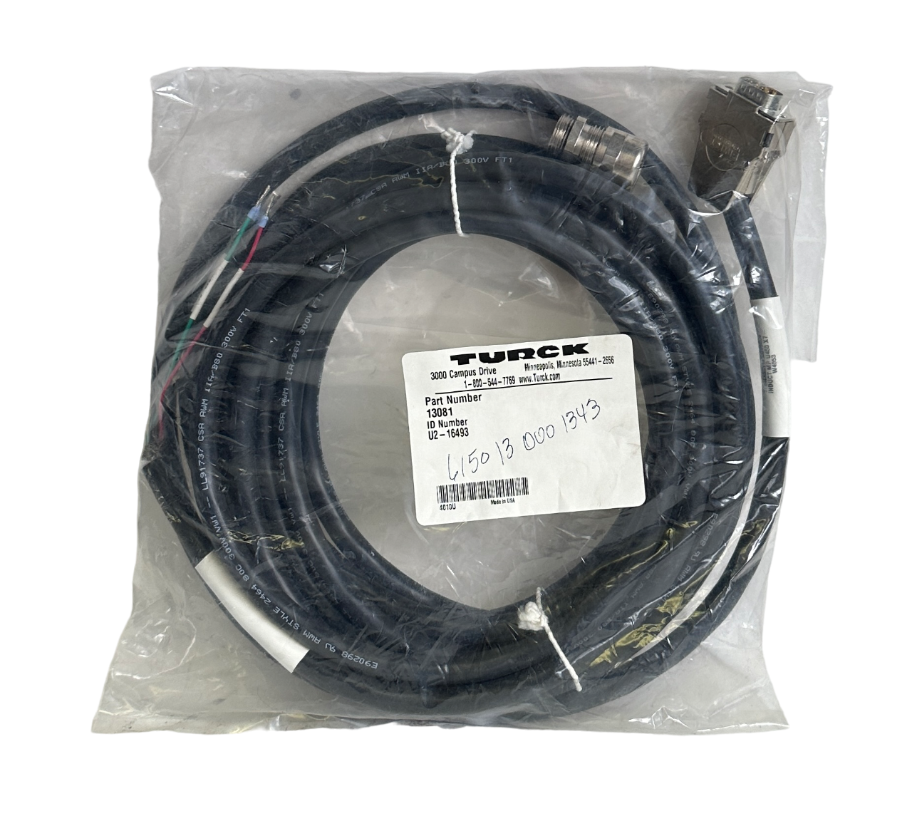 NEW TURCK U2-16493 / U216493 SINGLE-ENDED CORDSET 13081