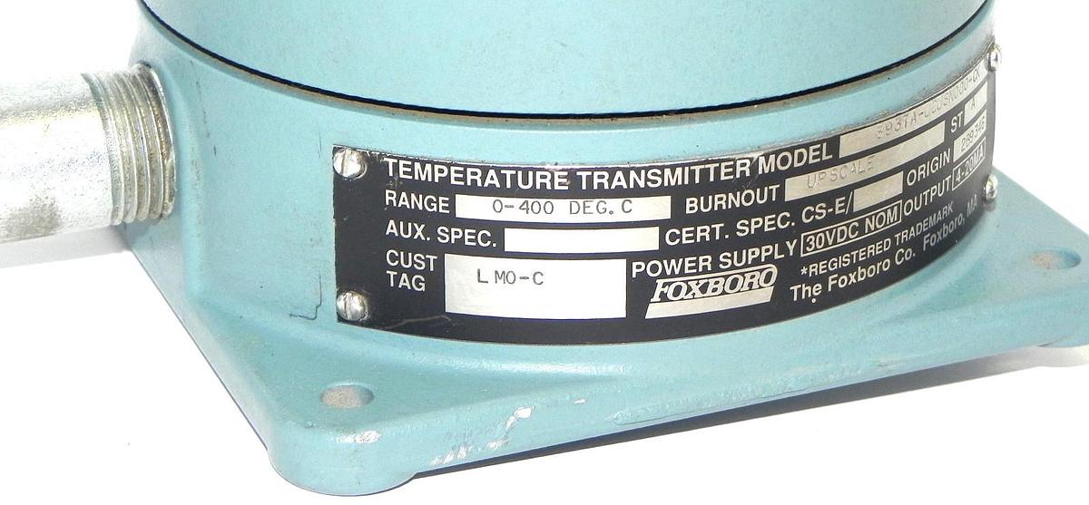 Used FOXBORO 893TA-JCUSN000-CK TEMPERATURE TRANSMITTER RANGE: 0-400 DEG. C