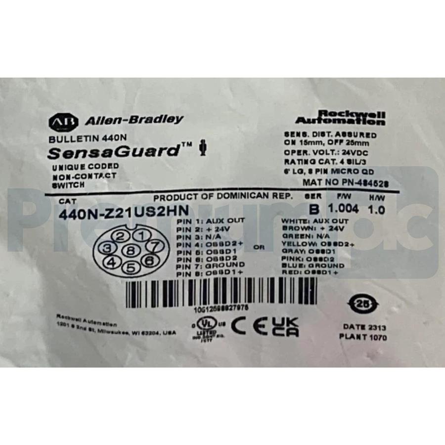 Used ALLEN BRADLEY 440N-Z21US2HN /B BULLETIN 440N SensaGuard UNIQUE CODED SWITCH NSFS
