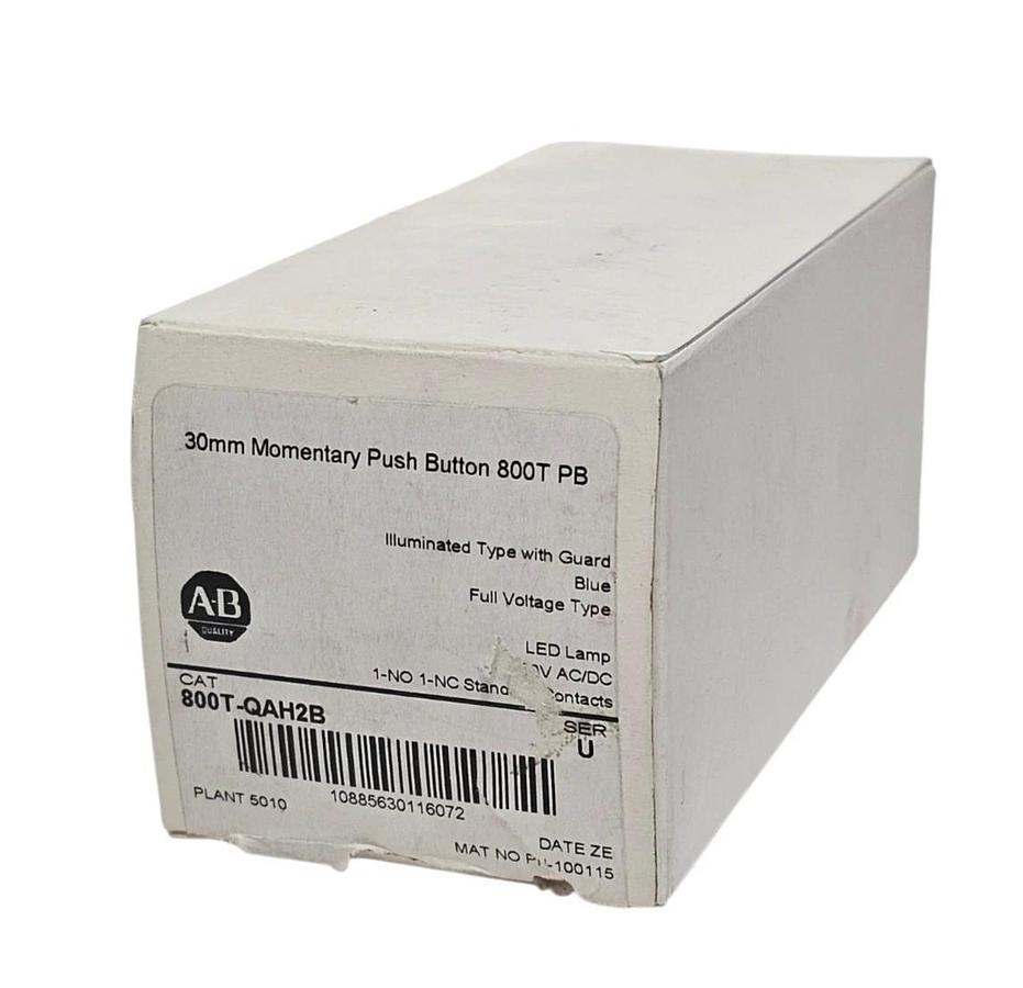 NIB ALLEN BRADLEY 800T-QAH2B PUSH BUTTON BLUE W/ GUARD 800TQAH2B SER. U
