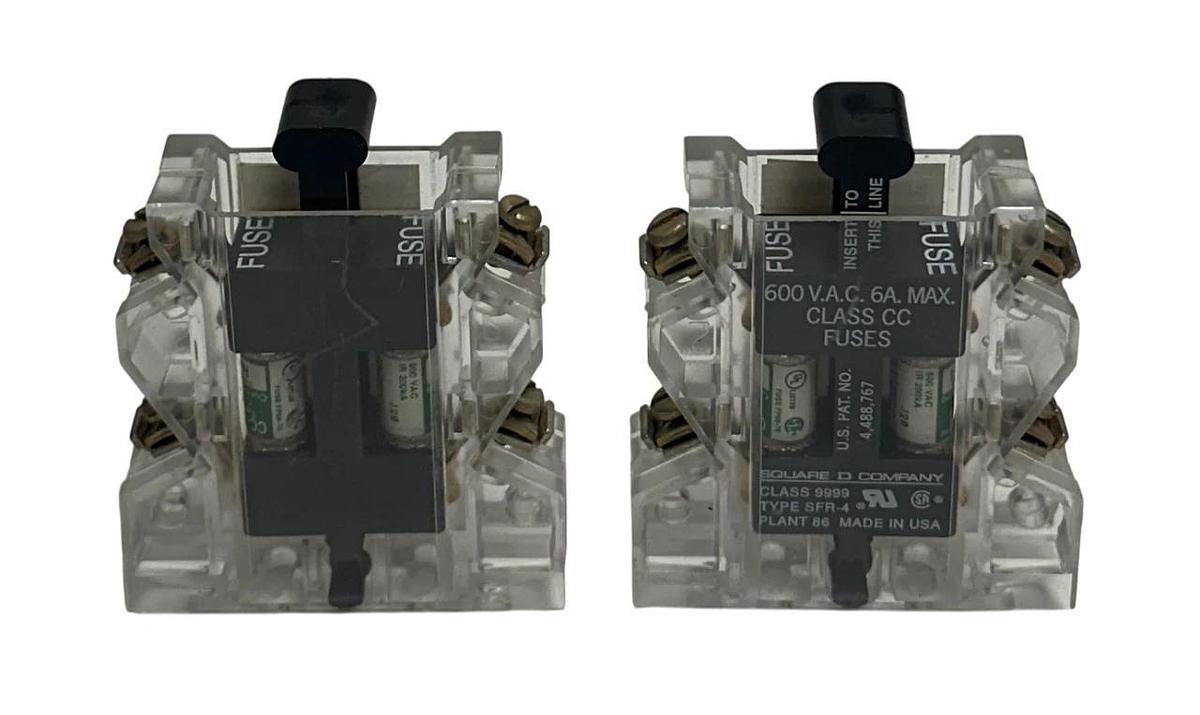 Used 2 SQUARE D A300110-381-01B / 9999 SFR-4 AUXILIARY FUSE HOLDER 2-FUSE 600VAC USNP