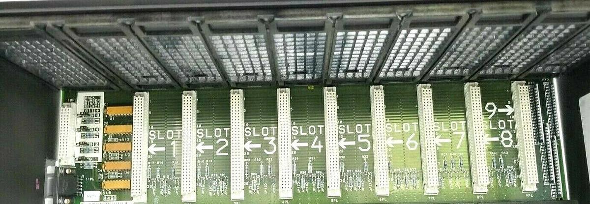 Used GE FANUC IC697CHS790D REAR MOUNT SLOT RACK 9-SLOT W/ 44A724845-G01 BACKPLANE