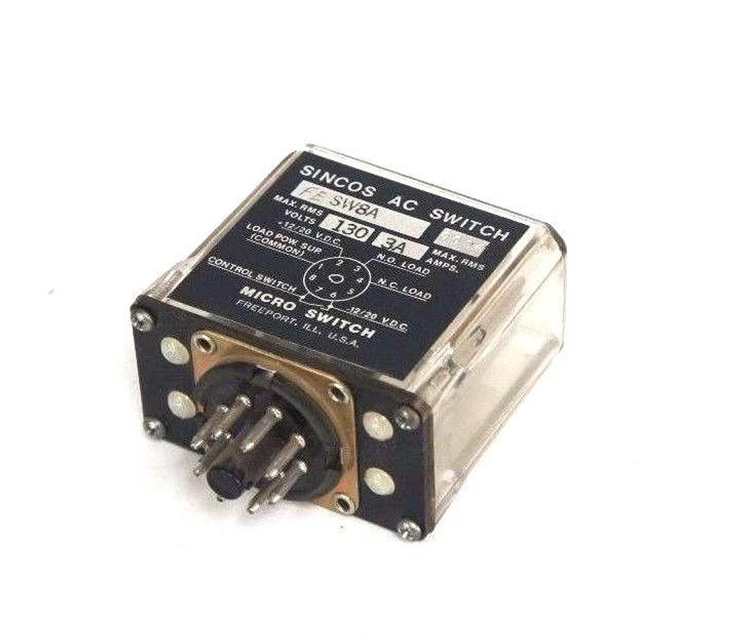 Used HONEYWELL MICRO SWITCH SW8A SINCOS AC SWITCH RELAY FE-SW8A 130V 3A