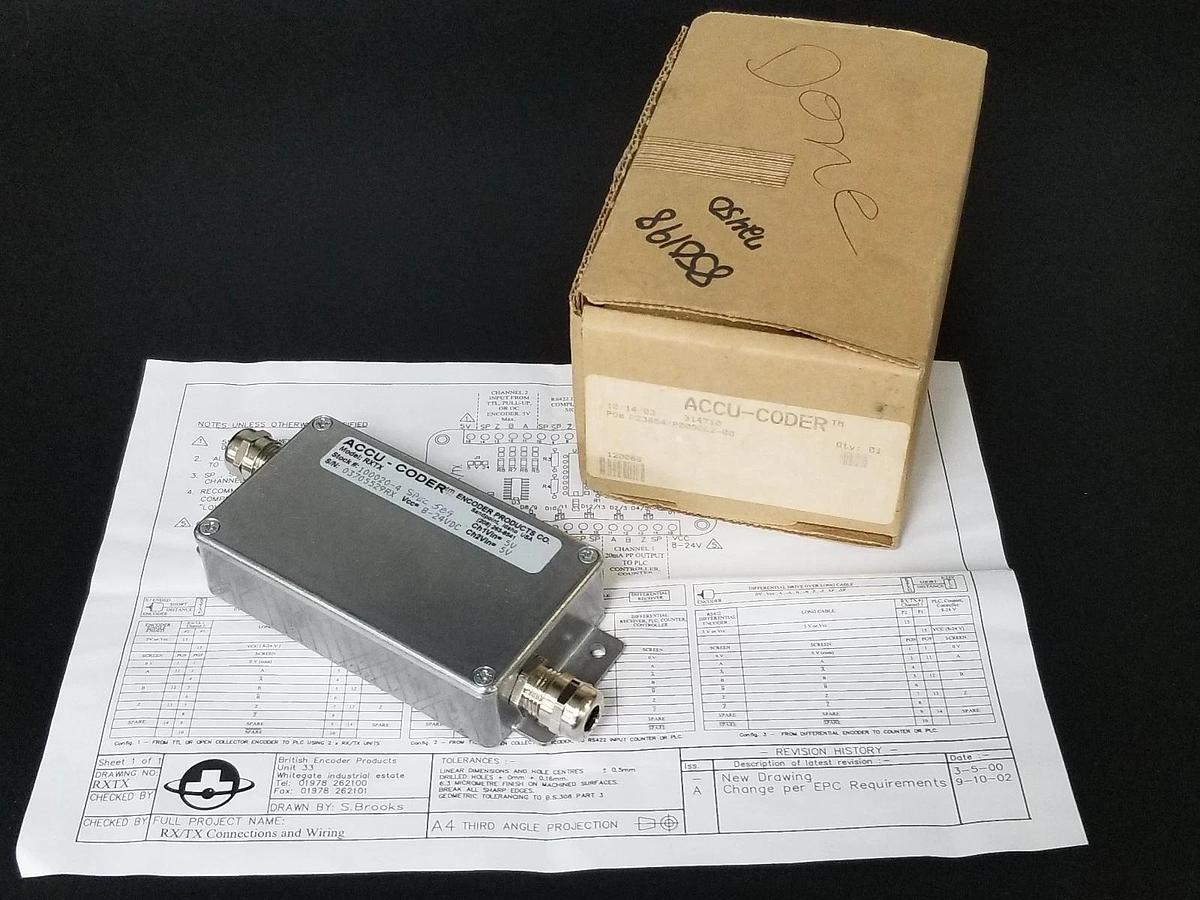 Used NIB ENCODER PRODUCTS ACCU-CODER 100020-4 RT/TX CONVERTER 8-24V, 1000204 SPEC 589