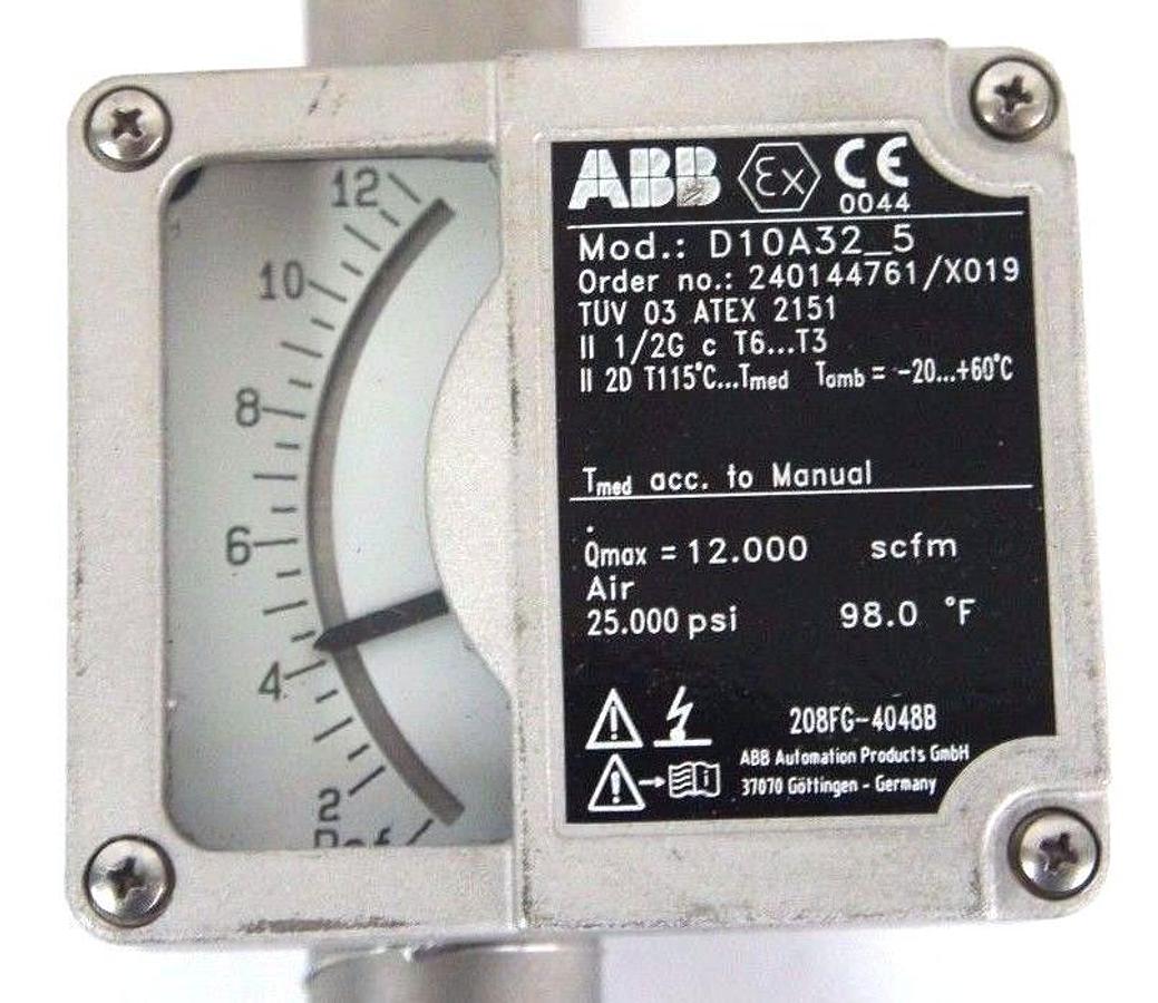 Used NEW ABB D10A32-5 FLOWMETER 1/2" NPT ORDER NO. 240144761/X019 D10A325