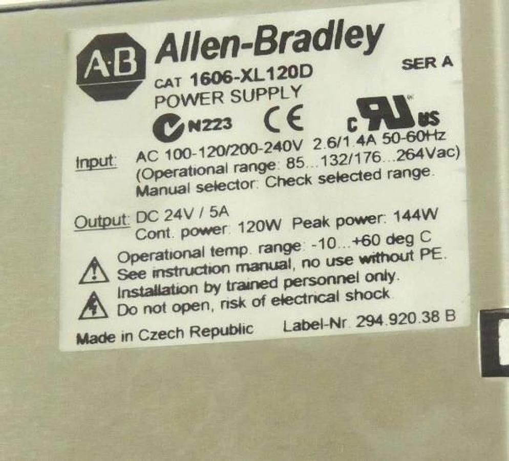 Used ALLEN BRADLEY 1606-XL120D POWER SUPPLY 1606XL120D DC 24V/5A SER. A