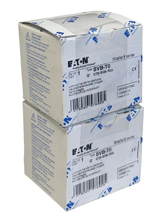 Used 2 EATON SVB-T0 / CTX-SVB-T0Q Moeller SERIES LOCK-OUT HANDLES FOR PADLOCKS NSMP