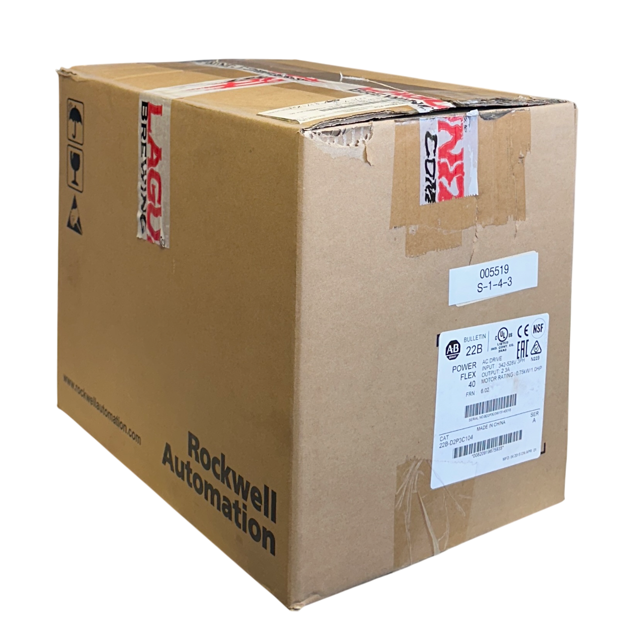 Used ALLEN BRADLEY 22B-D2P3C104 /A PowerFlex 40 AC DRIVE 0.75kW/1HP 342-528VAC NSMP