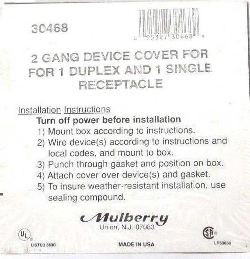 Used LOT OF 8 NEW MULBERRY 30468 TWO GANG DEVICE COVERS FOR RECEPTACLES