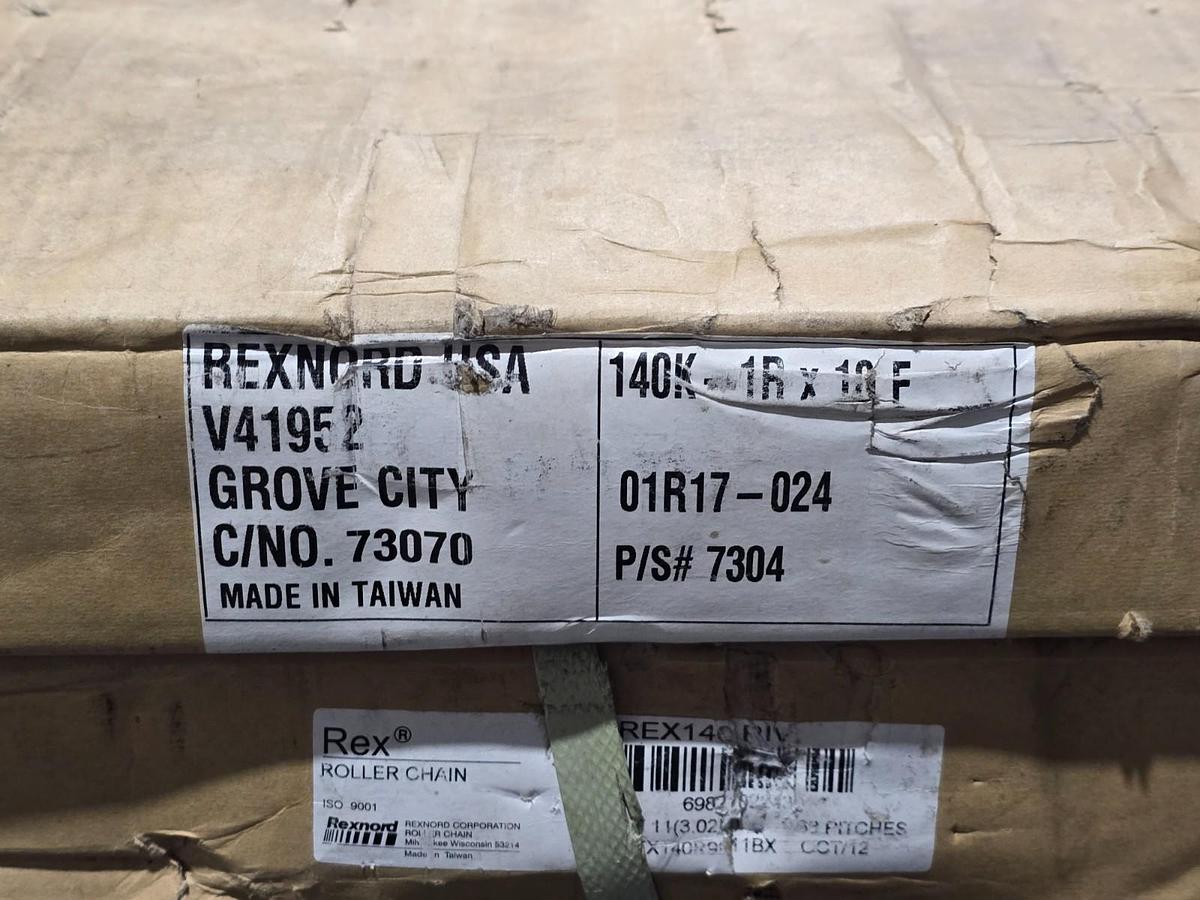 Used REX REXNORD REX140R9F11BX ROLLER CHAIN REX 140 RIV 9F11" BX 68 PITCHES NSMP